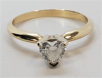 14KTYG Heart Diamond Ring Size 6