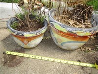 2pc Hand Painted Vintage Planter Pot Set