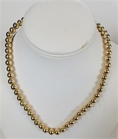 14KT Yellow Gold Beaded Necklace Italy 8"
