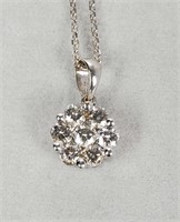 18KT White Gold Diamond Cluster Necklace