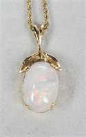 14KT Yellow Gold Opal Pendant With Chain