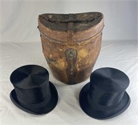 C.1870 French Dbl. Hat Case W/ 2 English Top Hats