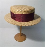 C/1930’s Gentleman’s Straw “Boater Hat "Champ"