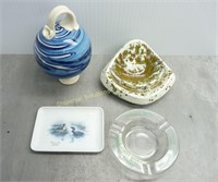 2 Ashtrays- 1 Tray, Hummingbird Feeder Pottery