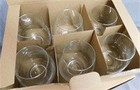 Two sets of 6 stemless crystal glassware, NIB