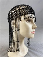 1920s Style Black Beaded Flapper Headpiece