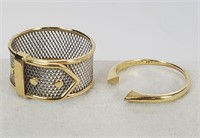 18KT Yellow Gold 2 Rings Size 7