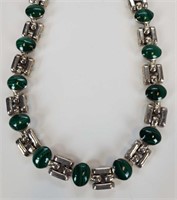 950 Mexican Sterling Silver Malachite Necklace