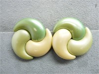 Green Earrings- Clip On
