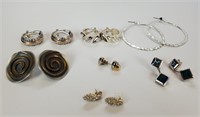 Women's Sterling Silver & 10ktyg earrings Lot Of 7