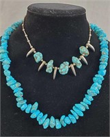 Native American Sterling And Turquoise Necklaces