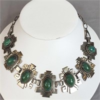 Green Turquoise Sterling Silver Choker