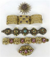 Group of Vintage 1930s-40s Jewelry, Filigree,