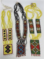 Three Native American Seed Bead Sautoir Necklaces