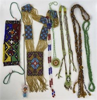 Eight Vintage Native American Seed Bead Necklaces