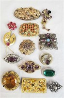 Victorian Brooches Lot Of 13
