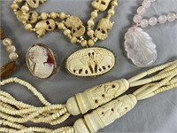 Hand Carved Jewelry Group - Shell Cameo ...