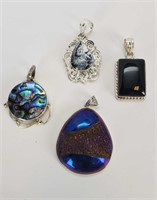 Sterling Silver And Natural Stones Pendants