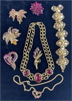 Colorful Vintage Designer Rhinestone Jewelry Group