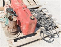 Pallet with Gas Cans and Electrical Wire, Loc: