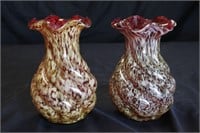 PAIR OF SPANGLE GLASS VASES