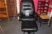 Black Lounge Chair with Foot Stool
