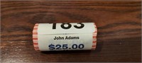 ROLL OF UNCIRCULATED JOHN ADAMS $1.00 COINS (25)