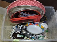 Tote Bin With Assorted Kitchen Items