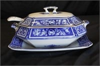 MATCHING FLOW BLUE SOUP TUREEN F SONS