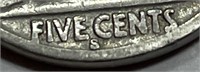 1936 S over S Key Error Buffalo Nickel