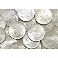 Lot of (15) BU Grade Peace Silver Dollars