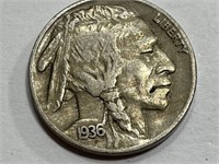 1936 s XF Grade  Buffalo Nickel