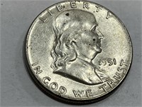 1951 AU Grade Franklin Half Dollar