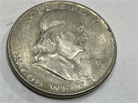 1950 D AU Grade Franklin Half Dollar