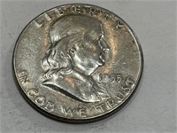 1955 AU Grade Franklin Half Dollar