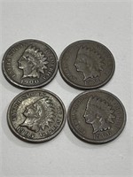 (4) VF/XF Grade Indian Head Cents