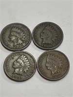 (4) VG-F Grade Indian head Cents