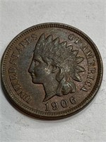 1906 HIGH AU Grade  RED Indian head Cent