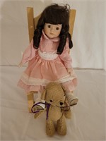 Doll on Chair w/ Bear 15: