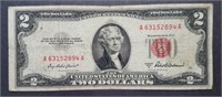 1953 Series A Red Seal $2 Two Dollar Note