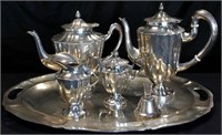 STERLING COFFEE/TEA SET WITH TRAY