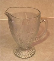 Iris & Herringbone Depression Glass Pitcher - 9"