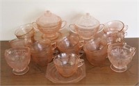 40 pc Set of Pink Glass Items