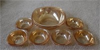 7 pc Amber Carnival Glass Items