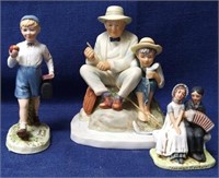 11 - 3 NORMAN ROCKWELL PORCELAIN FIGURINES