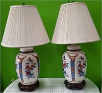 11 - MATCHING ASIAN CERAMIC TABLE LAMPS 32"H