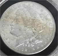 Silver 1921D Morgan silver dollar