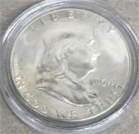 1954 Franklin silver half dollar