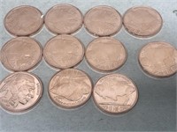 11 ounces of fine copper coins 2015
