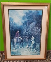 11 - FRAMED MAN ON HORSEBACK ART 38X29"